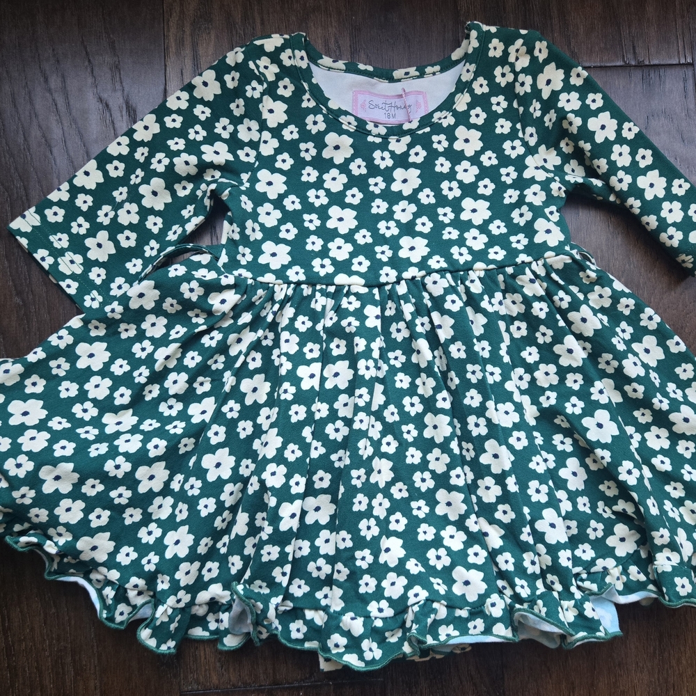 SweetHoney Green and White Floral Dress